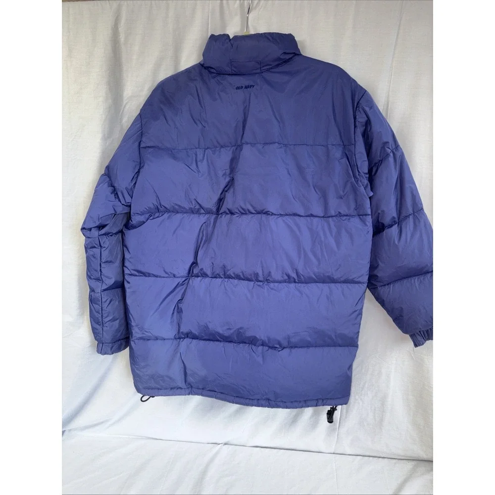 Old Navy Mens Puffer Jacket M Blue Down Feathers Full Zipper